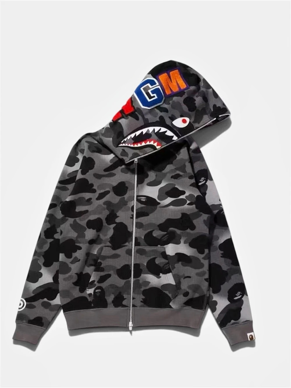 A BATHING APE Shark Full Zip Hoodie Shark Camo Full Zip Hoodie Size Large NWT
